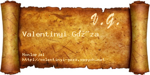 Valentinyi Géza névjegykártya