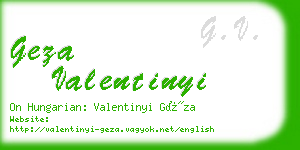 geza valentinyi business card